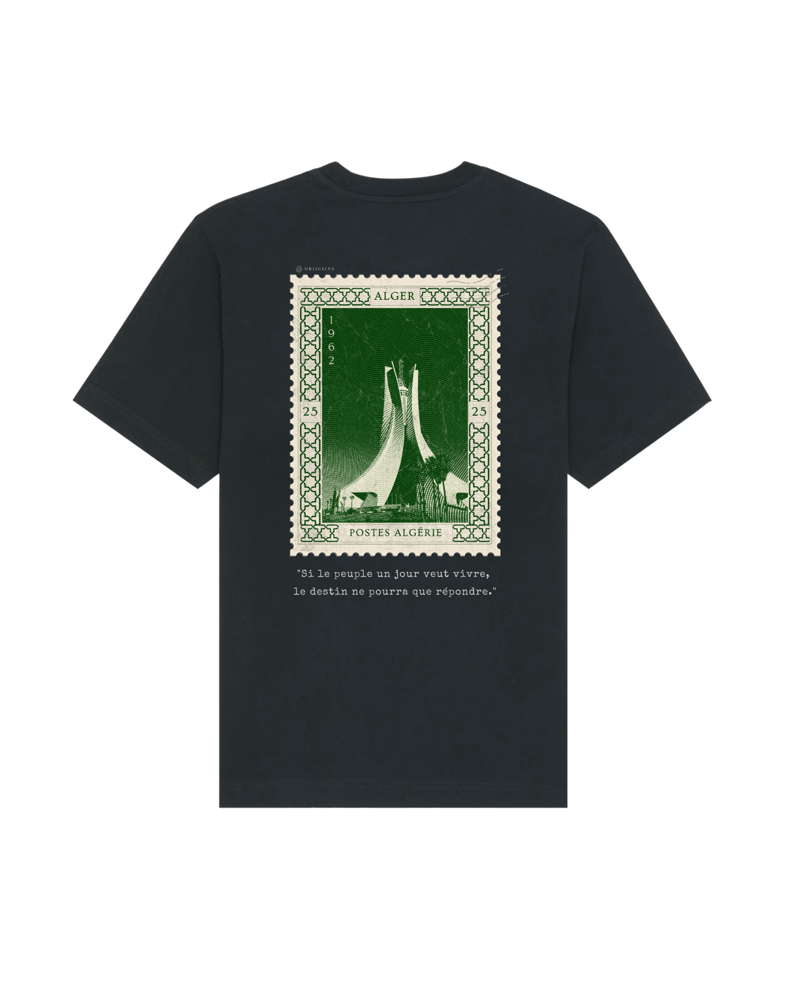 Algeria Vintage Stamp - Oversized t-shirt - Black - Oriigiins