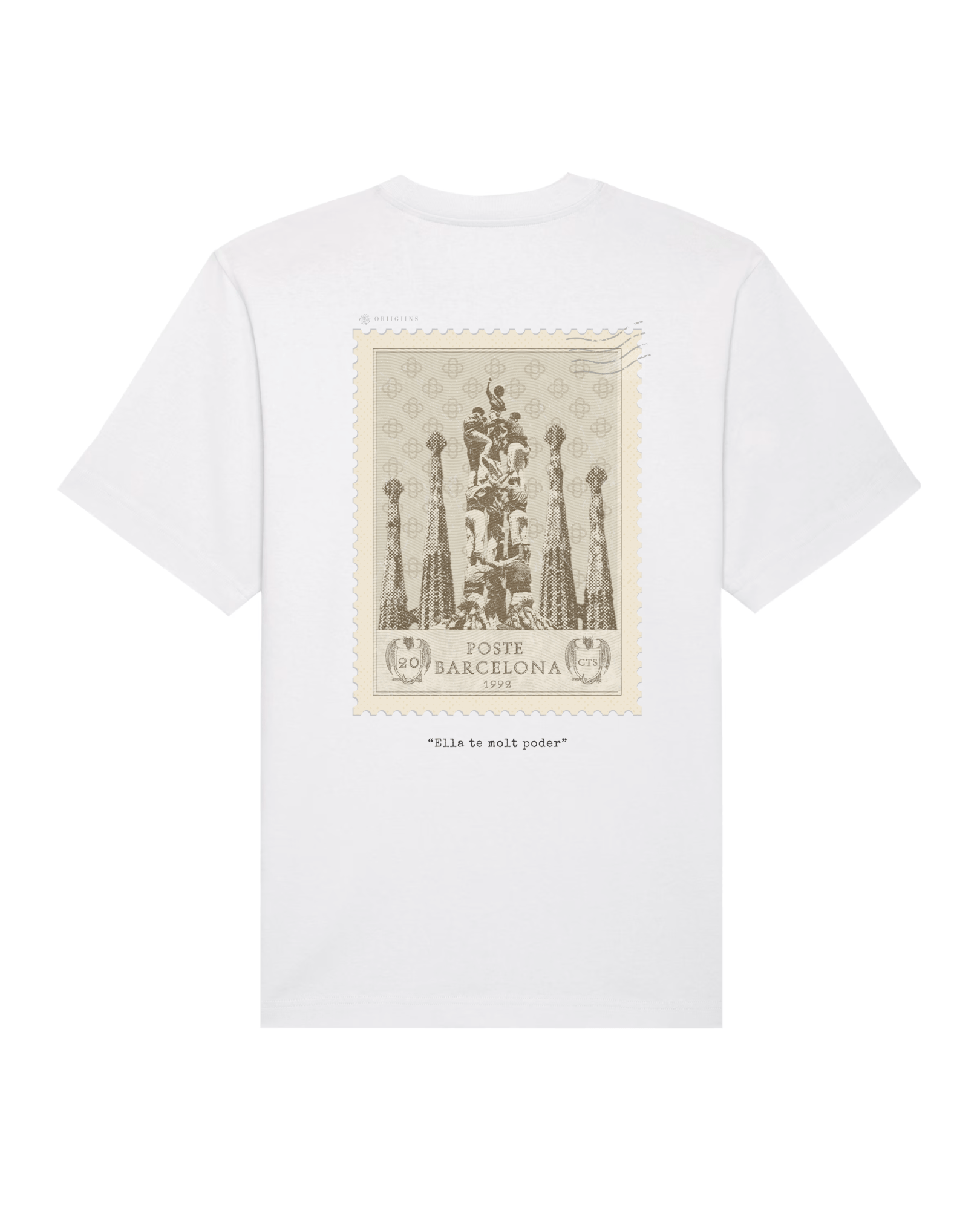 Barcelona Vintage Stamp - Oversized t-shirt - White - Oriigiins