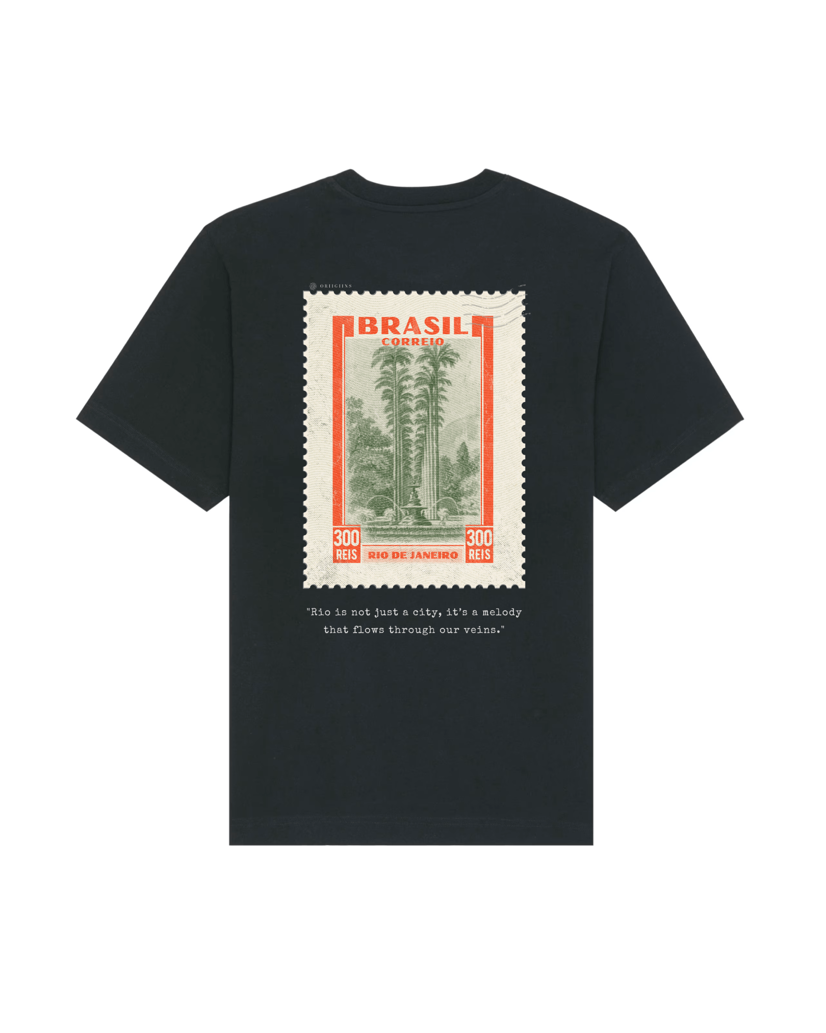 Brazil Vintage Stamp T-shirt - Oversized Fit - Black - Oriigiins