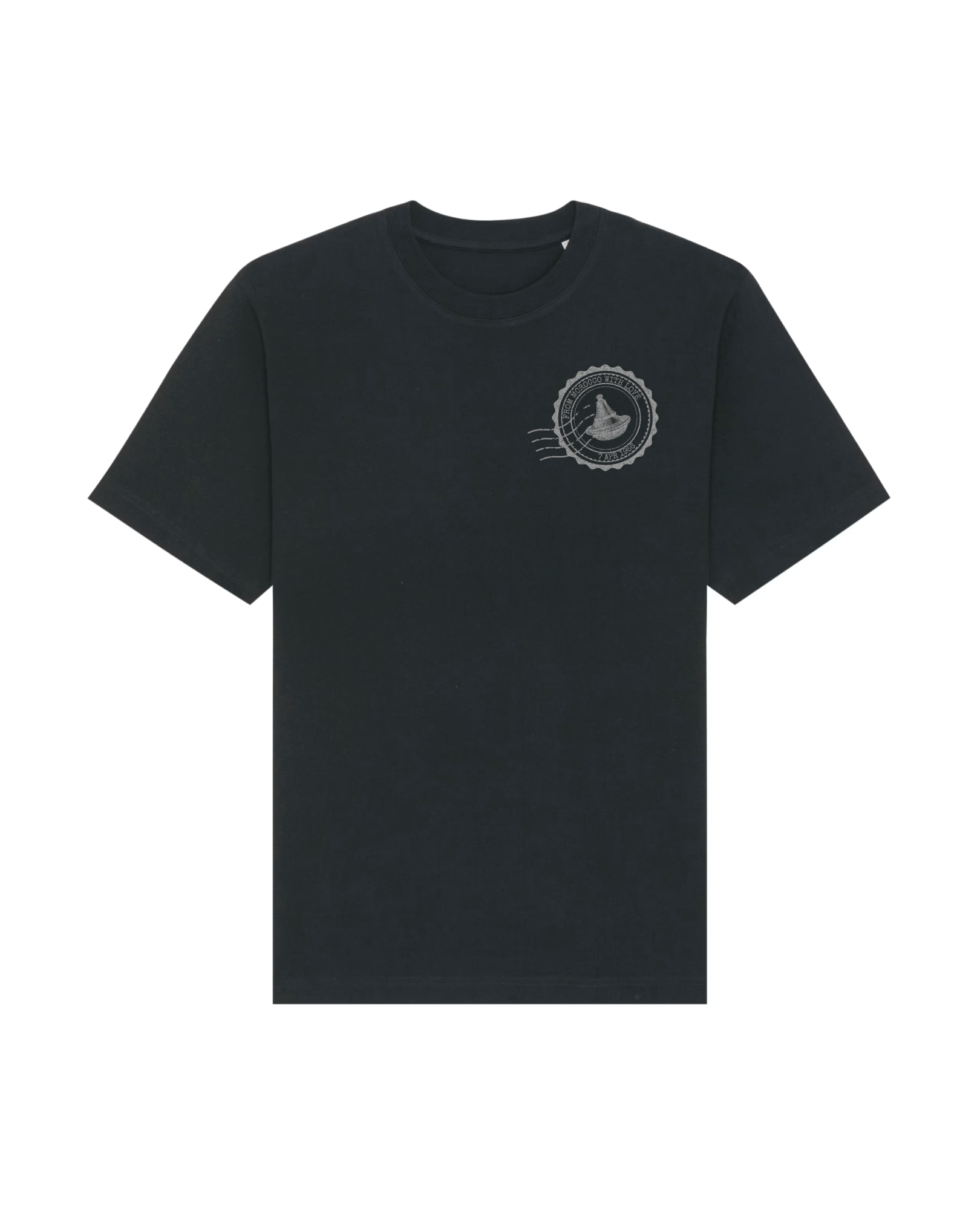Morocco Vintage Stamp T-shirt - Oversized Fit - Black - Oriigiins